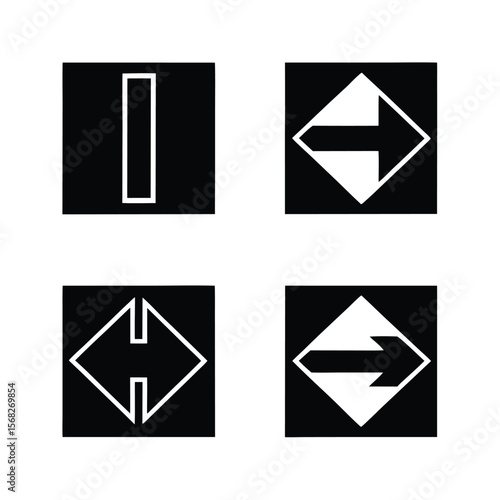 Free Download Four black squares with white directional arrows and symbols - GFXLoad