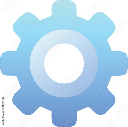 Vector art of a blue gear symbol representing settings or a mechanism, isolated on transparent background