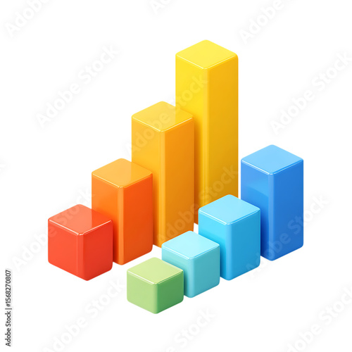 Vibrant photo of colorful 3d bar chart showing upward trend isolated on transparent background. Free Download Vibrant photo of colorful 3d bar chart showing upward trend isolated on transparent background. - GFXLoad