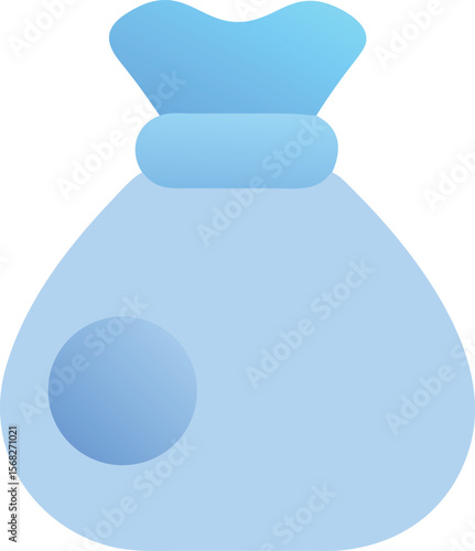 Vector art of a light blue money bag with a circular detail on its side, isolated on transparent background