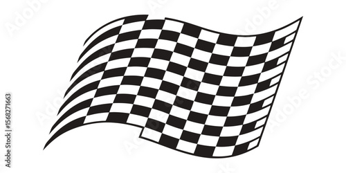 Waving checkered racing flag. Vector icon for motorsport, speed, finish line, race, flag, vector, and competition. Finish line symbol.