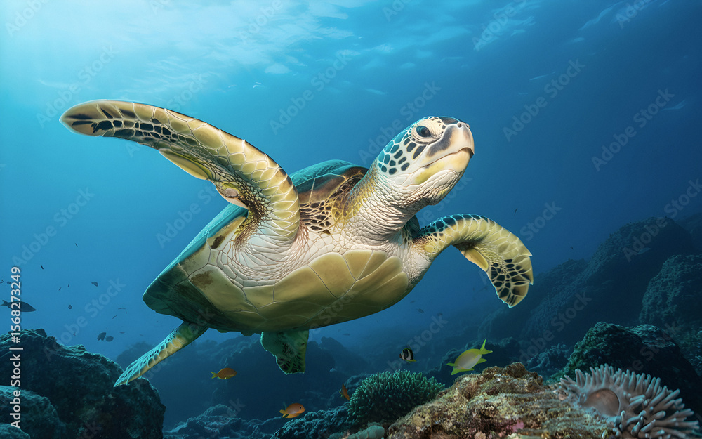 Obraz premium Sea turtle swims