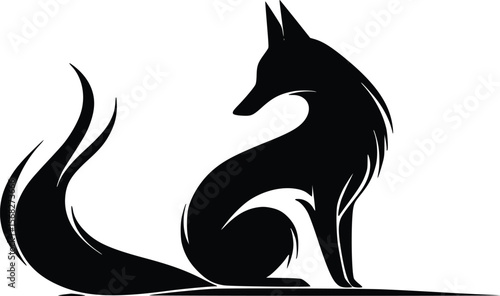 Elegant vector fox silhouette: stylized, dark, mysterious design.