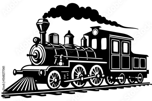 Vintage Steam Locomotive Illustration Classic Train Design