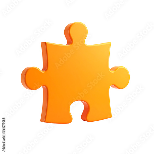 Orange Puzzle Piece Icon with Rounded Edges Minimal Shape Stylized Game Symbol 3D Render
