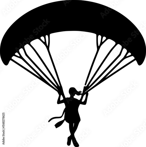 paragliding, fly, extreme, air, motion, sport, flat, vector, silhouette, black, minimal, wing, glide, pose, mountain, outdoor, sky, freedom, icon, altitude
