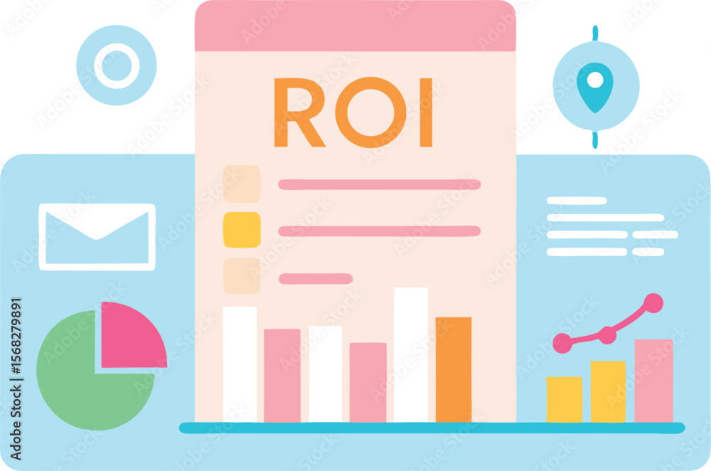 Fototapeta premium Roi report business analytics data marketing strategy
