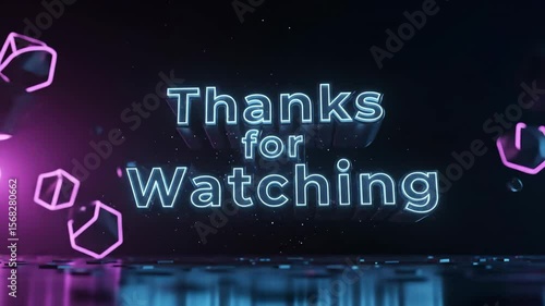 3D Thanks for Watching Outro Animation  Cyberpunk Style End Screen for Youtube Ending or Creative Content Ending