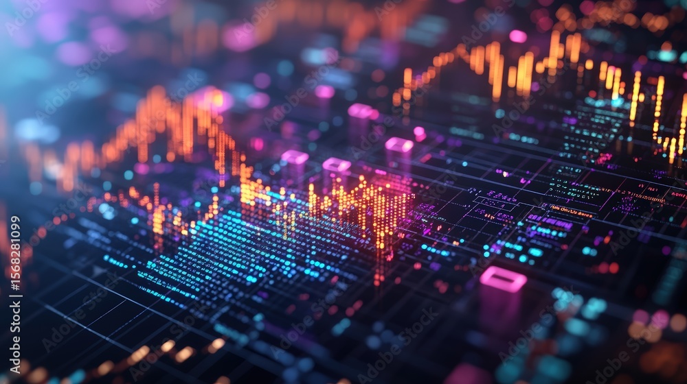 Futuristic digital data visualization with colorful glowing charts and graphical interfaces Futuristic digital data visualization with colorful glowing charts and graphical interfaces