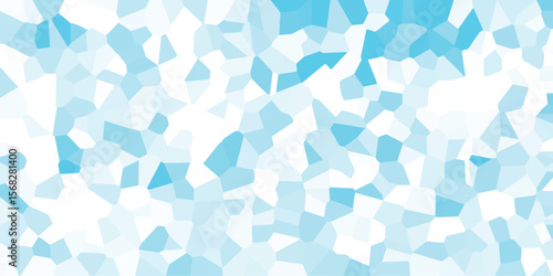 Abstract mosaic pattern of light blue and white tessellated shapes creating a cool and calming geometric artistic background