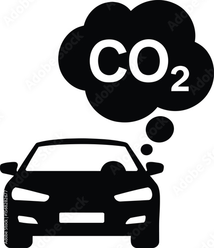 Car CO2 emissions icon for air pollution, climate change, and transportation carbon footprint.