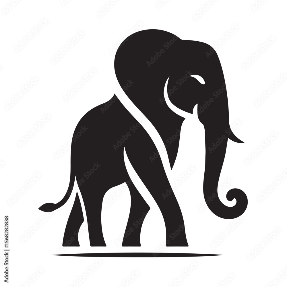 Fototapeta premium Elephant with Upright Ears and Flat Feet vector illustration