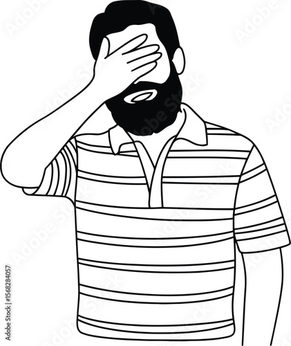Illustration of a man making a facepalm gesture due to frustration, disbelief, or a mistake.