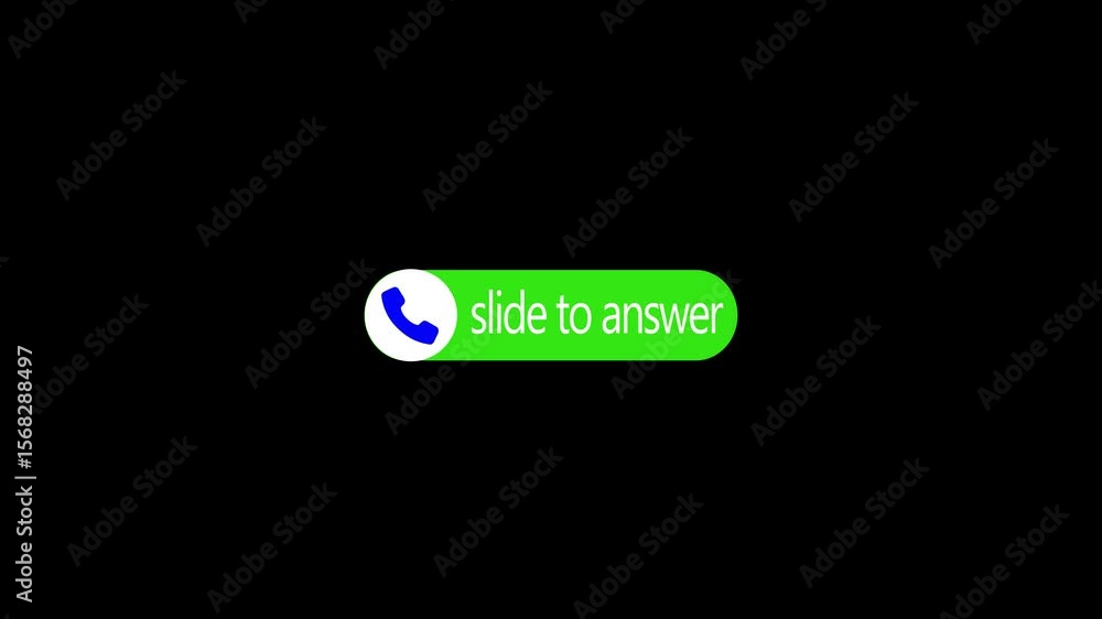 Phone call alert rejected red on slide to answer green screen animation ...