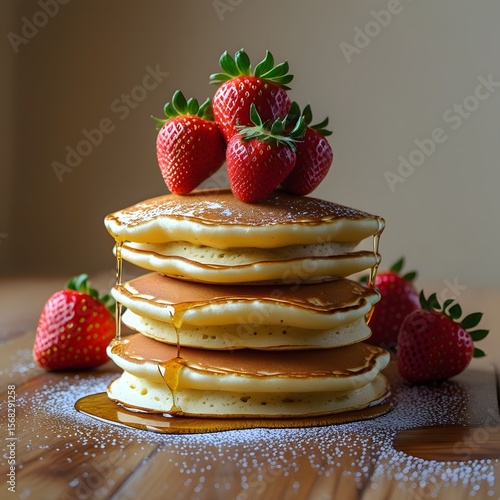 Wallpaper Mural pancakes with strawberries Torontodigital.ca