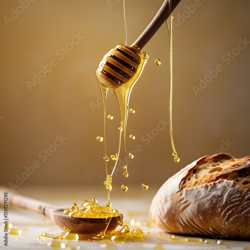 Wallpaper Mural honey dripping from a wooden spoon Torontodigital.ca