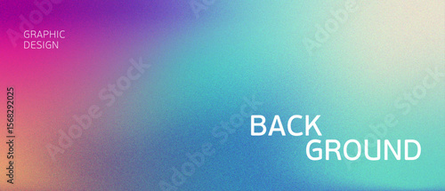 Abstract vibrant background blending turquoise, orange, pink gradients for event poster design with grainy texture and noise effect