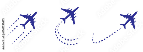Airplane Flight Paths & Travel Icons - Vector Set