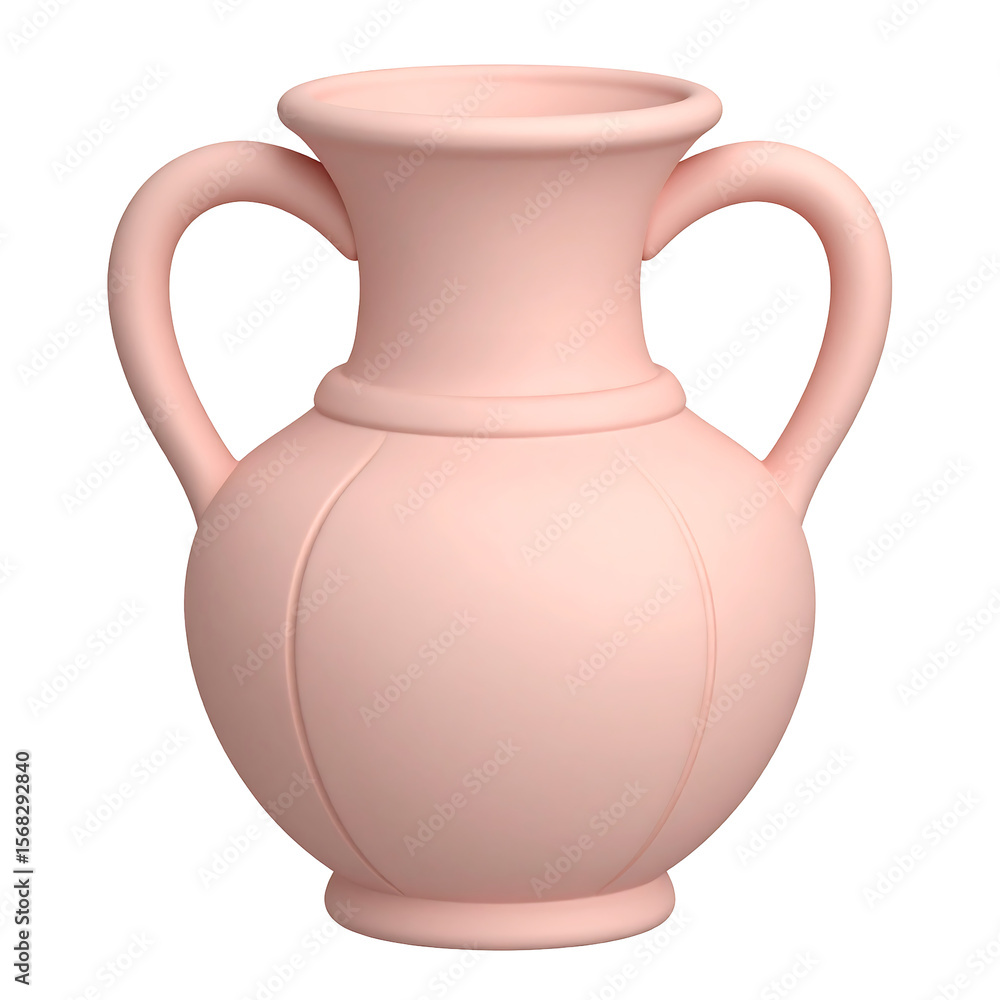 Pastel Clay Greek Amphora Vase with Twin Handles 3D Render on Transparent Backdrop Pastel Clay Greek Amphora Vase with Twin Handles 3D Render on Transparent Backdrop