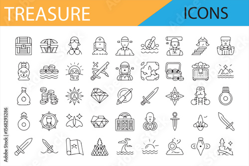 Pirate, Gem, and Gold Icons for Fantasy and Adventure Design