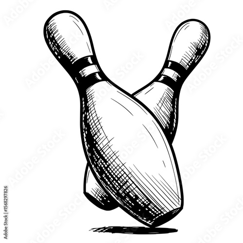 Bowling Pin's Art: An eye-catching illustration, featuring two bowling pins in an artistic display, evoking the spirit of sportsmanship and casual fun. 