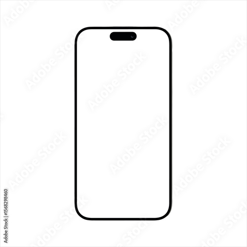Front side view photo of black smartphone or mobile phone without background template for mockup
