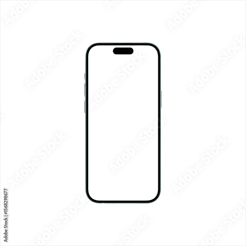 Front side view photo of black smartphone or mobile phone without background template for mockup