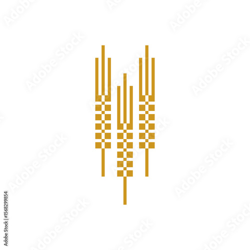 Grain logo icon sign Wheat field concept. Oat, barley, rye, wheat ears stalks silhouette Modern geometric creative design style Fashion print clothes greeting invitation card flyer banner poster cover