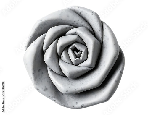 3D Marble Rose on Transparent Background