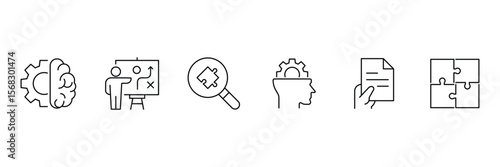 Business strategy web icons. Successful business development, plan and process symbol. Action List, research, solution, team, marketing, business process, management. Vector illustration.