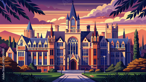 University of Chicago combines Gothic revival architecture with contemporary design, its quadrangles glowing in the soft light of a Midwest evening.