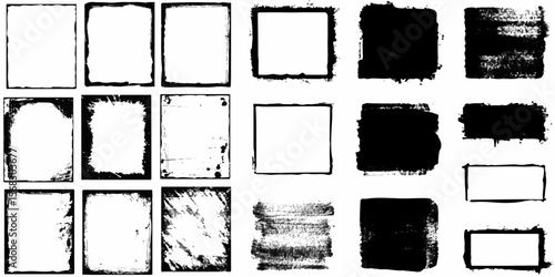 Set of grunge frame on white background Grunge Brush Stroke Overlay Set on Transparent Background