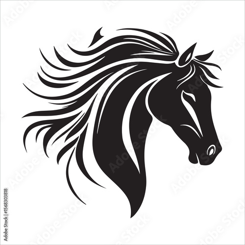 Horse head logo silhouette vector 
