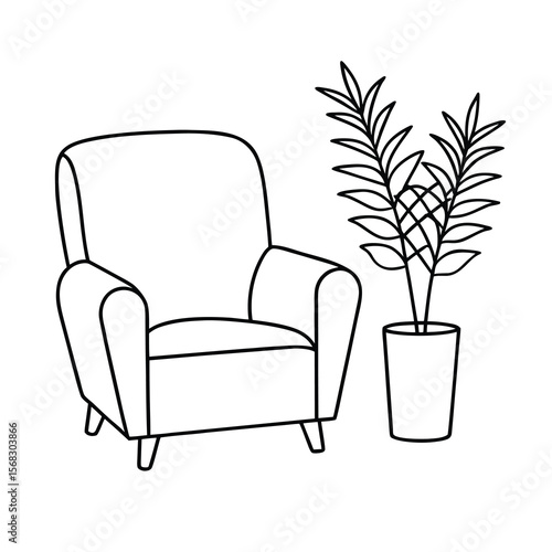 armchair and plants