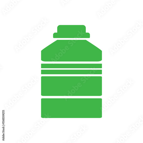 Bottle or jar icon. Plastic bottle or glass jar. Mineral water. Bottled beverage, cream, pills, powder, colon silhouette bottle symbol. Vector.