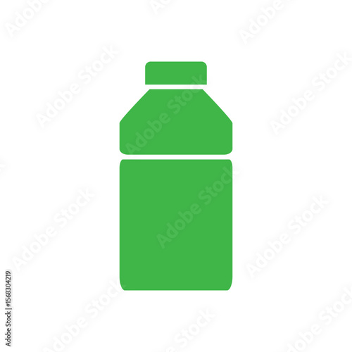 Bottle or jar icon. Plastic bottle or glass jar. Mineral water. Bottled beverage, cream, pills, powder, colon silhouette bottle symbol. Vector.