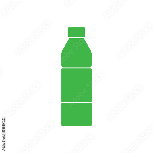 Bottle or jar icon. Plastic bottle or glass jar. Mineral water. Bottled beverage, cream, pills, powder, colon silhouette bottle symbol. Vector.