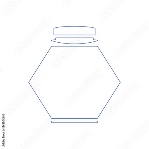 Bottle or jar icon. Plastic bottle or glass jar. Mineral water. Bottled beverage, cream, pills, powder, colon outline bottle symbol. Vector.