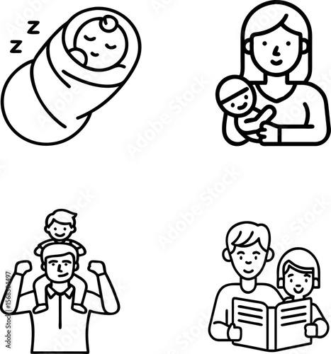 Family icons set isolated on transparent background