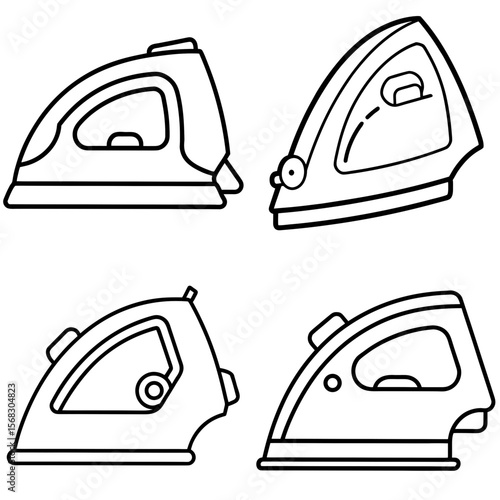 Iron Coloring Book Page - Household Appliance Line Art Illustration for Kids and Adults