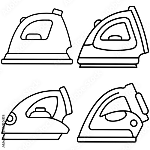  Iron Coloring Book Page - Household Appliance Line Art Illustration for Kids and Adults