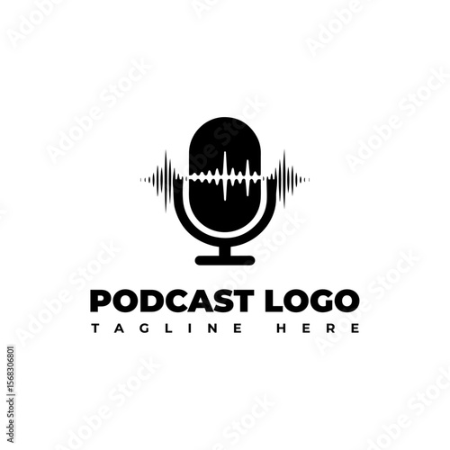 Podcast or Radio Logo design using Microphone and Headphone icon