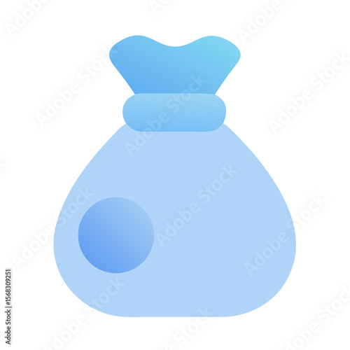 Vector art of a light blue money bag with a circular detail on its side, isolated on transparent background