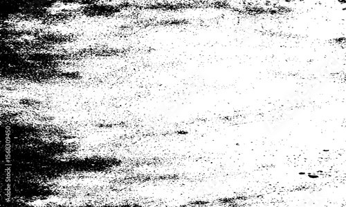 Grainy grunge photo filter background. Black particles, fibers and flecks wallpaper. Vintage rough dirt dotted overlay. Vector sandy gritty template.