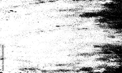 Grainy grunge photo filter background. Black particles, fibers and flecks wallpaper. Vintage rough dirt dotted overlay. Vector sandy gritty template.