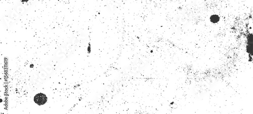 Grainy grunge photo filter background. Black particles, fibers and flecks wallpaper. Vintage rough dirt dotted overlay. Vector sandy gritty template.