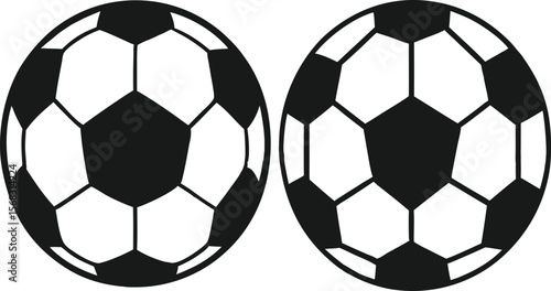 Two Black and White Soccer Balls Isolated on a White Background