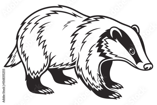 coloring page line art the badger black vector