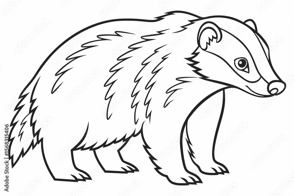 Fototapeta premium coloring page line art the badger black vector