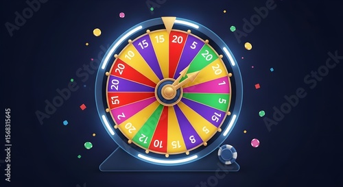 Colorful Spin Wheel Game 3D Illustration for Casino Prize Luck and Lottery Concepts